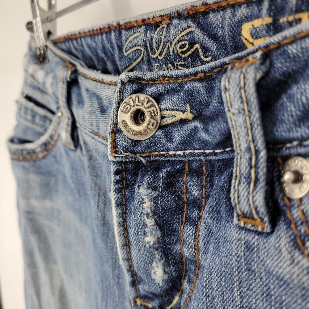 Silver Jeans Womens Element Flare Faded‎ Distressed Jeans Size 27 - Picture 13 of 16